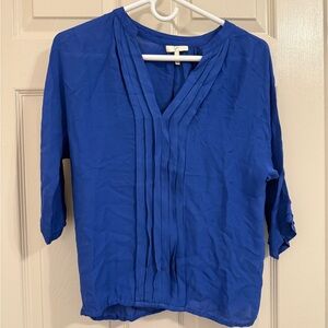 Joie Blue Pleated Bib Collar Blouse